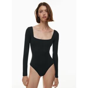 [Babaton] Aritzia Black Original Contour Square Neck Long Sleeve Bodysuit Sz 2XL